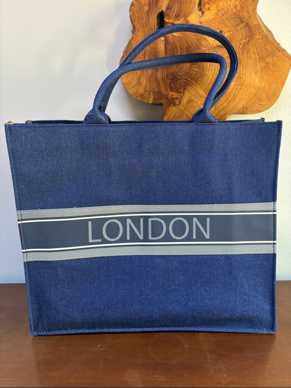 Twig and Arrow “London” Denim-Style Navy Tote Bag NWT